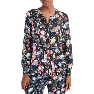 J. Crew Silk Pleated Floral Popover size Medium